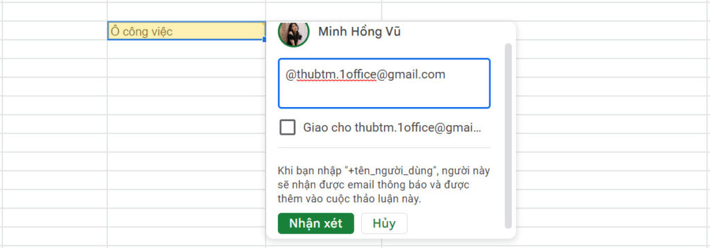 Giao việc trên Google Sheet