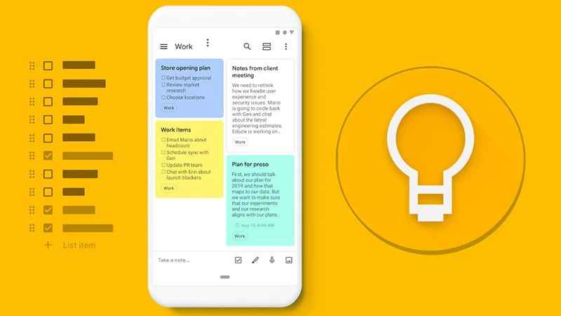 Ứng dụng quản lý công việc Google Keep